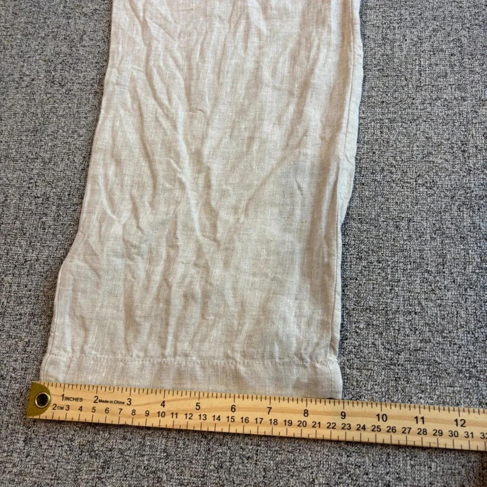 Perry Ellis Pants Mens 36 Beige Linen Drawstring Straight Leg Casual Trousers
